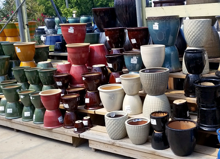 grouping of outdoor pots