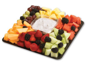 classic fresh fruit tray on square display plate