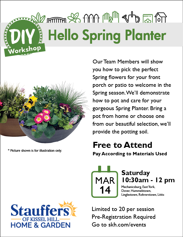 hello spring planter event info