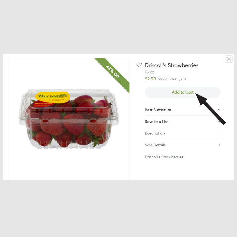 add strawberries to cart