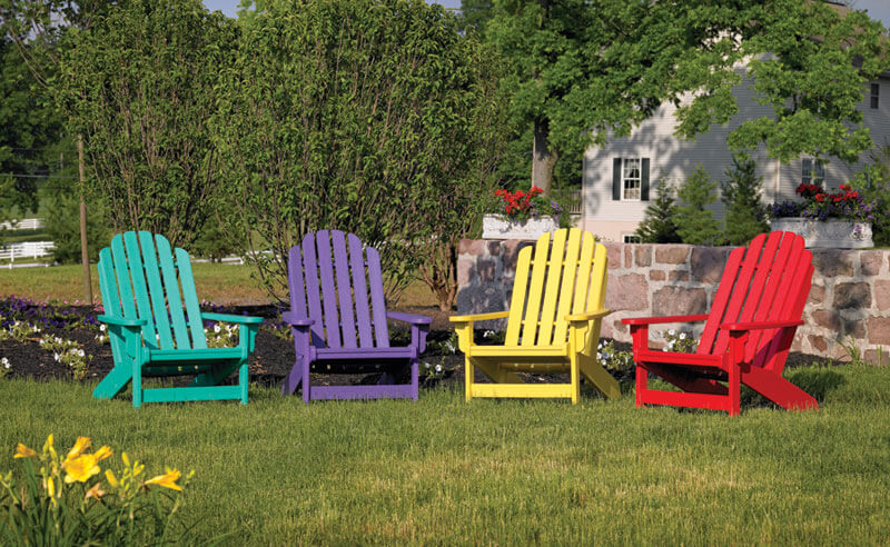 Colorful chairs can bring energy to a small patio or deck.