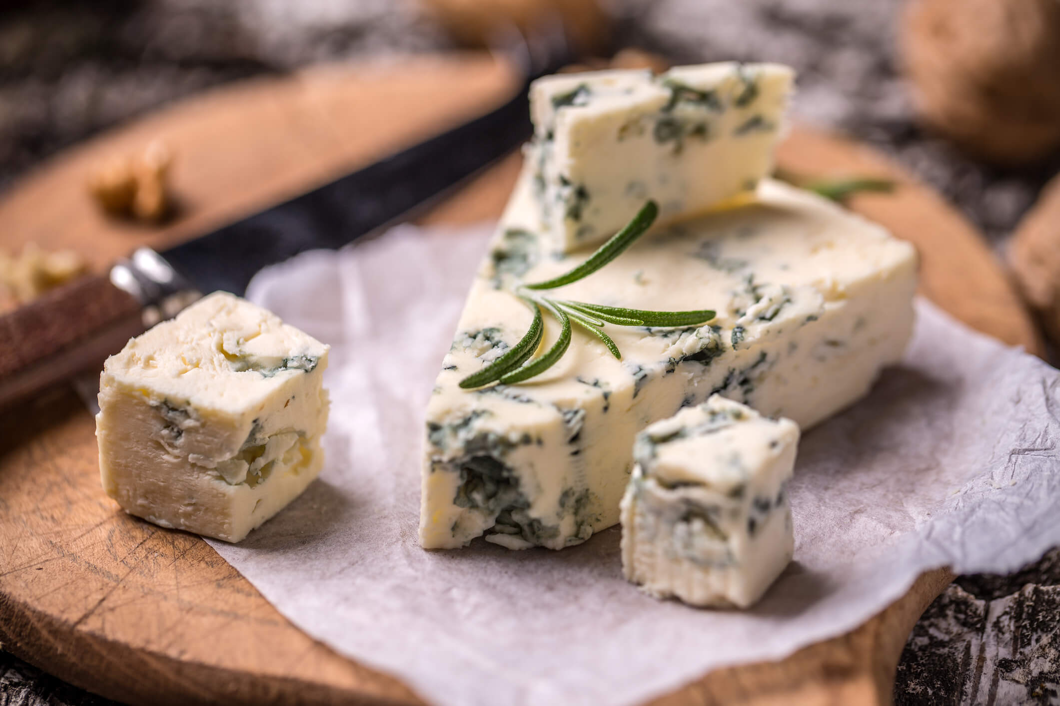 Blue cheese adds texture and color to any cheese board.