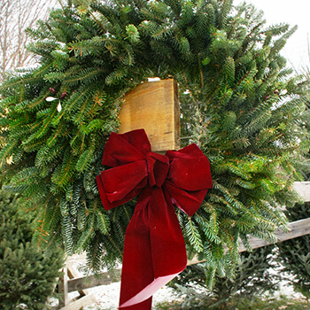 wreath with a red bow