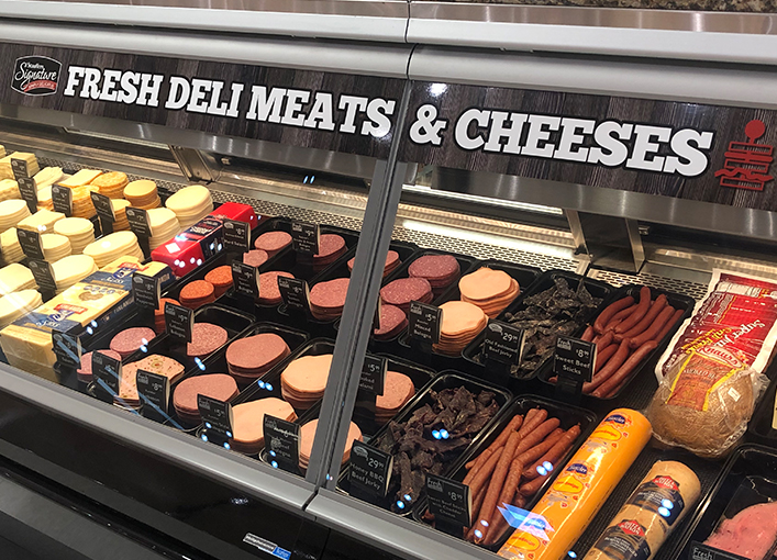 fresh deli meats and cheeses case