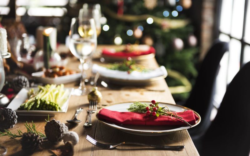 A table set for festive holiday entertaining