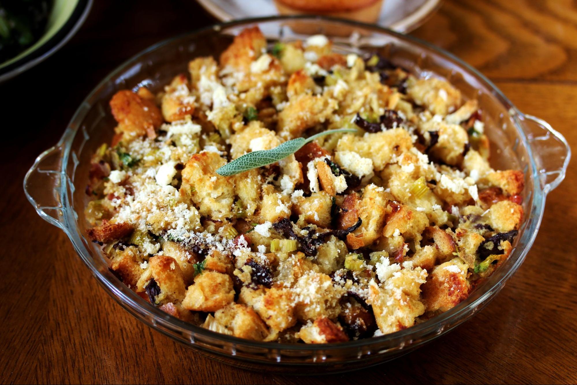 Mushroom cornbread stuffing is a delicious addition to any holiday meal.