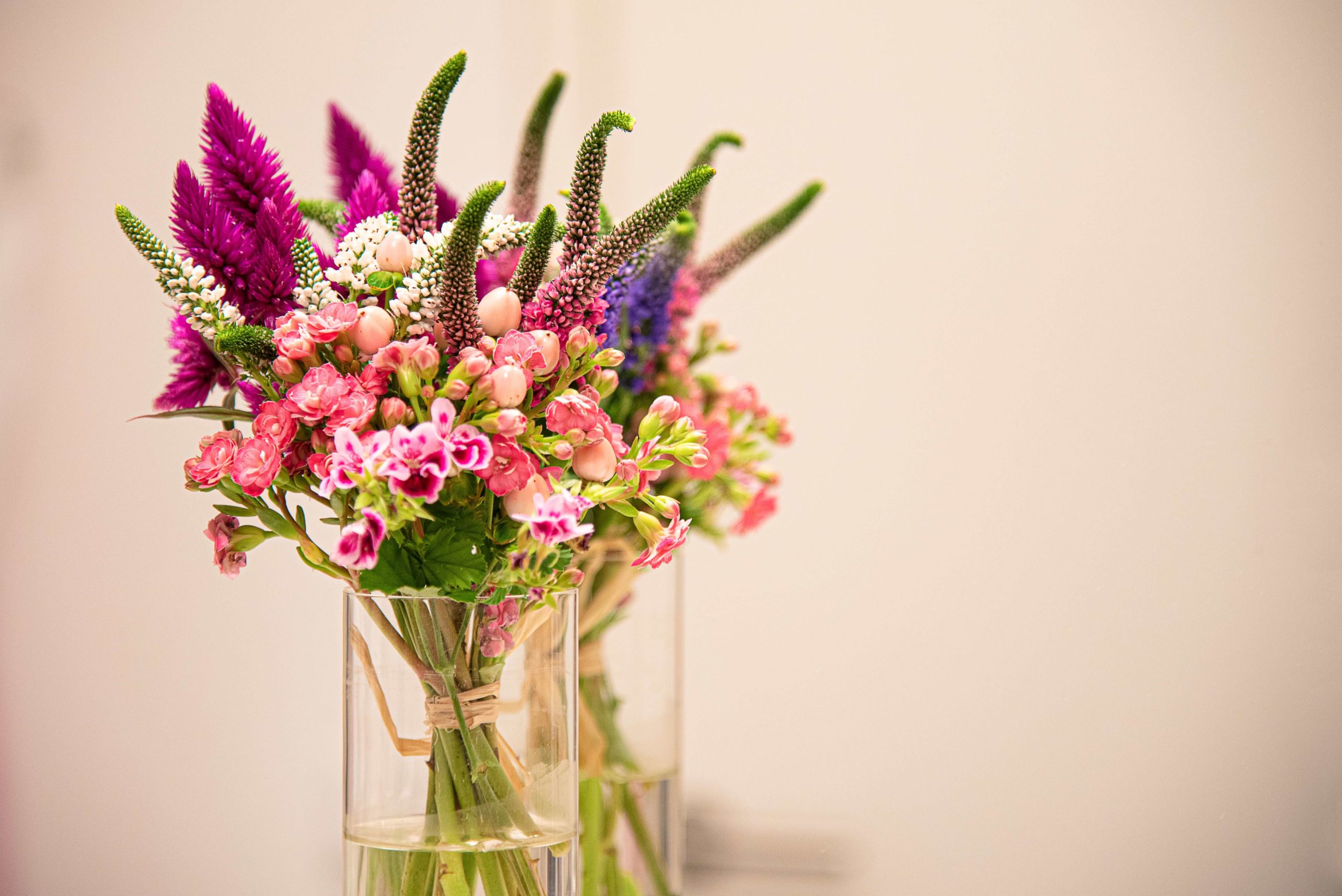 Nontraditional bouquet of colorful flowers