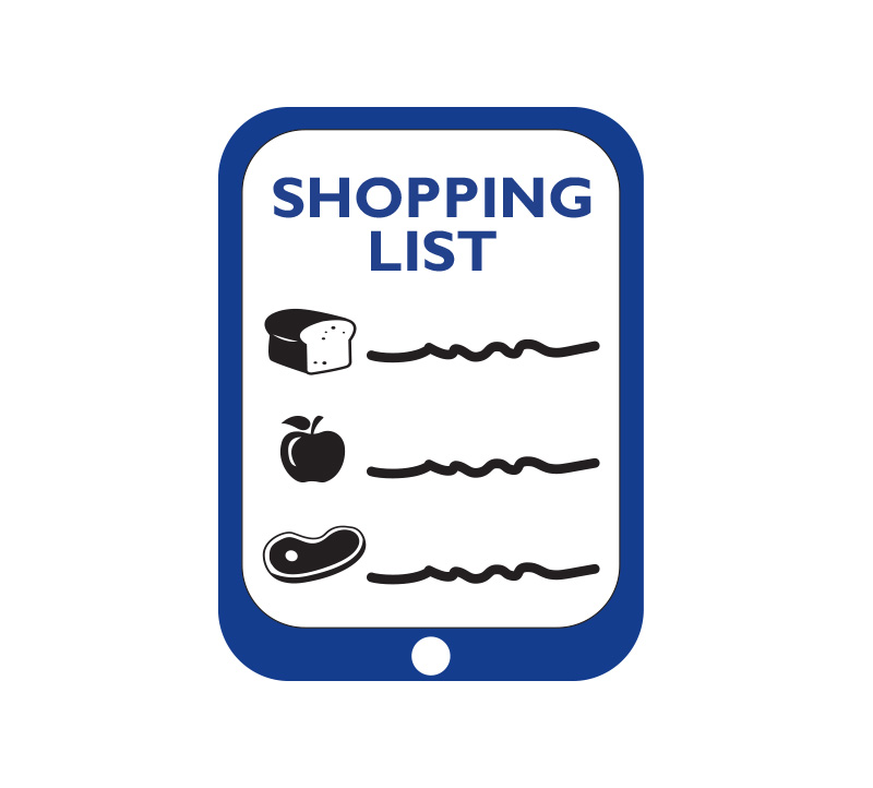 shopping list on a phone