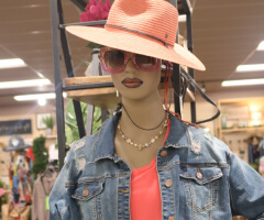 manequin pink hat and jacket