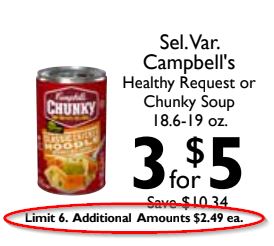 select variations campbells soup 3 for $5