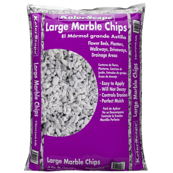 A bag of large marble chips in white